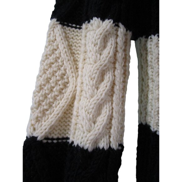 J Crew Handknit Wool Sweater XS Black Cream Stripes Cozy Cable Knit GUC - Picture 10 of 16